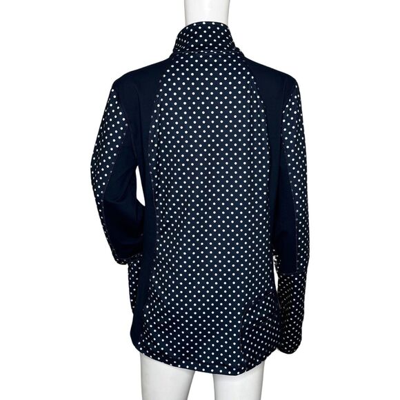 Lands End Jacket Womens Medium Black White Polka Dot 1/4 Zip Everyday Casual - Picture 5 of 11